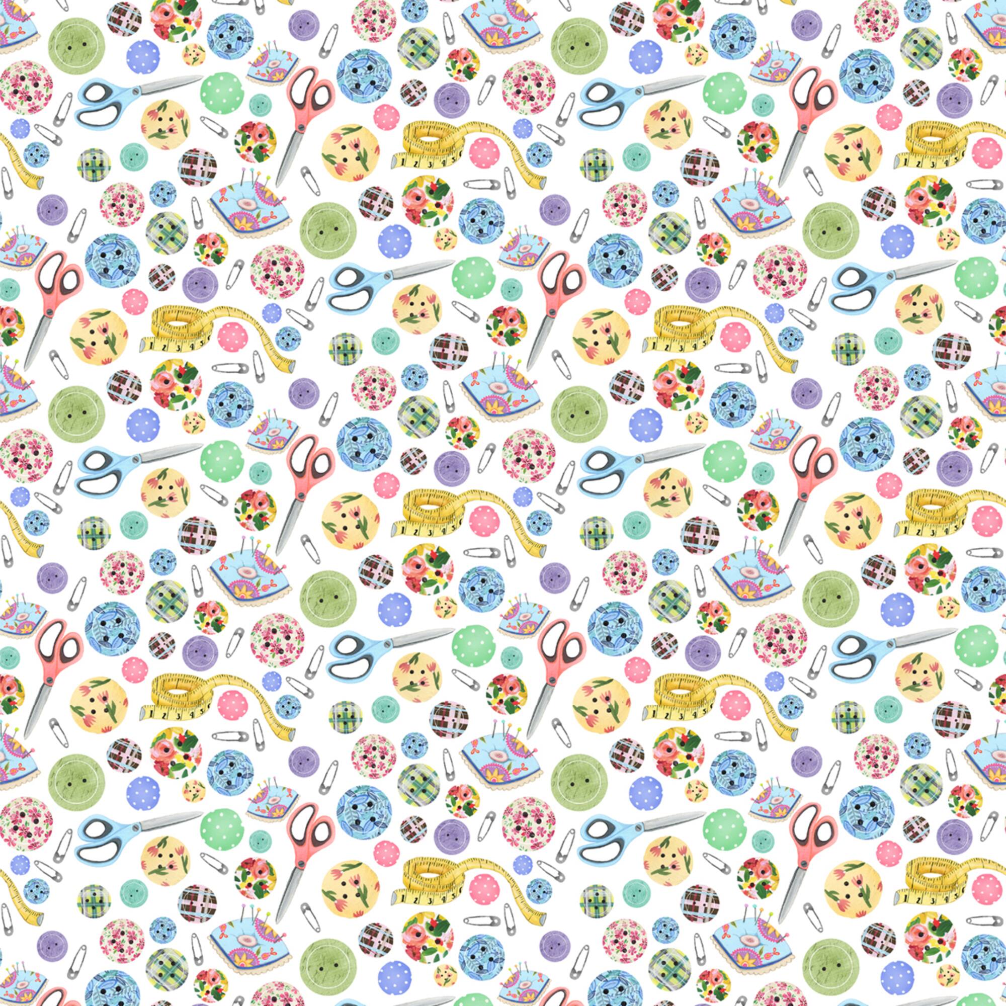 Springs Creative Buttons Toss Cotton Fabric